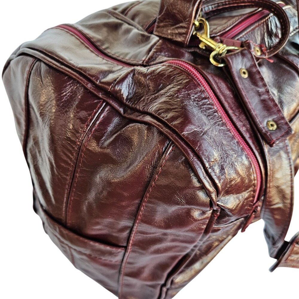 USC Trojans Vintage Patchwork Maroon Leather Duffel 22" Carroll Leather 70s-80s - Picture 12 of 12